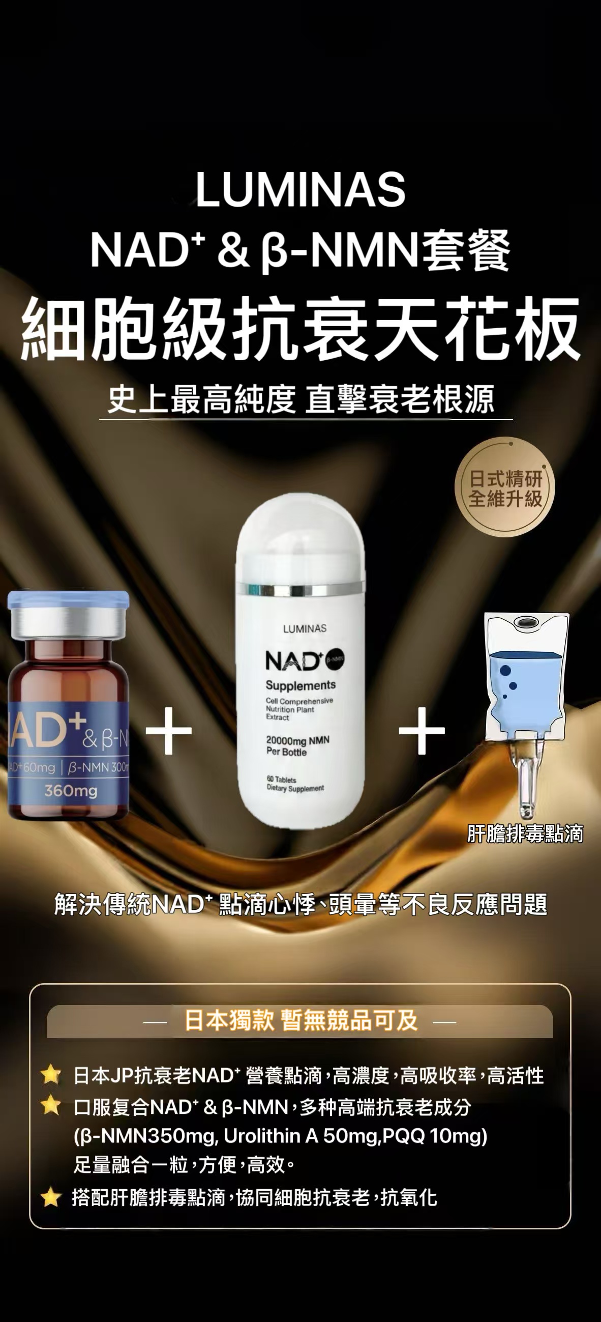 LUMINAS NAD⁺ & β-NMN 細胞級抗衰套餐組合